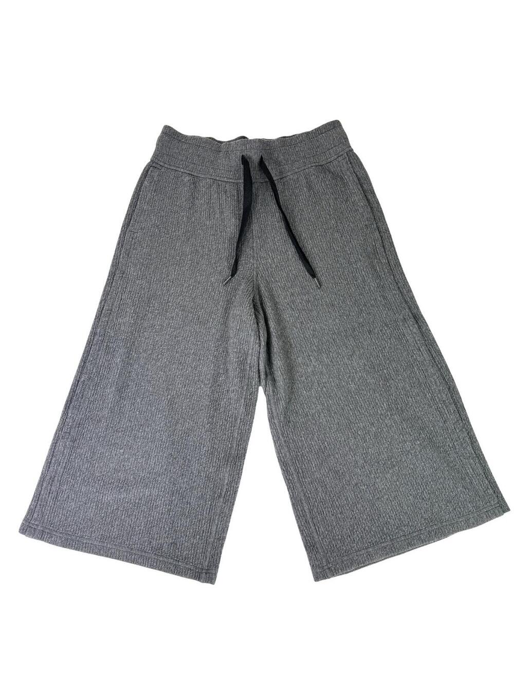 Lululemon Wide Leg Crop Lounge Pants Gray Ribbed Size 8
